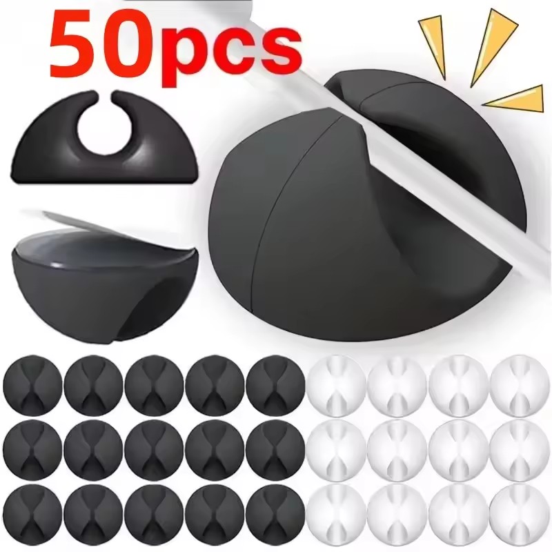 Desk Cable Clip - 5/50Pcs Mini Cable Winder Organizer USB