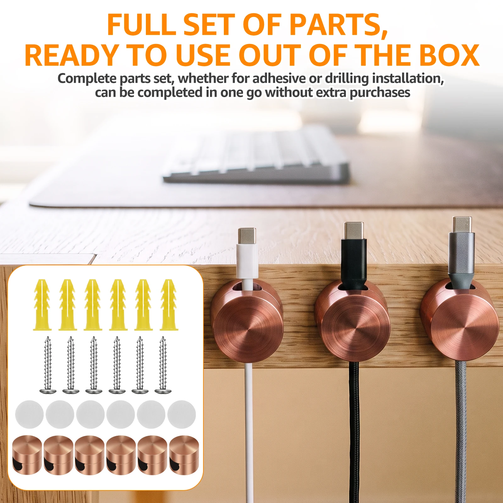 6 Pcs Aluminum Cable Clips Des - Desk Cable Clip ulasan dan harga
