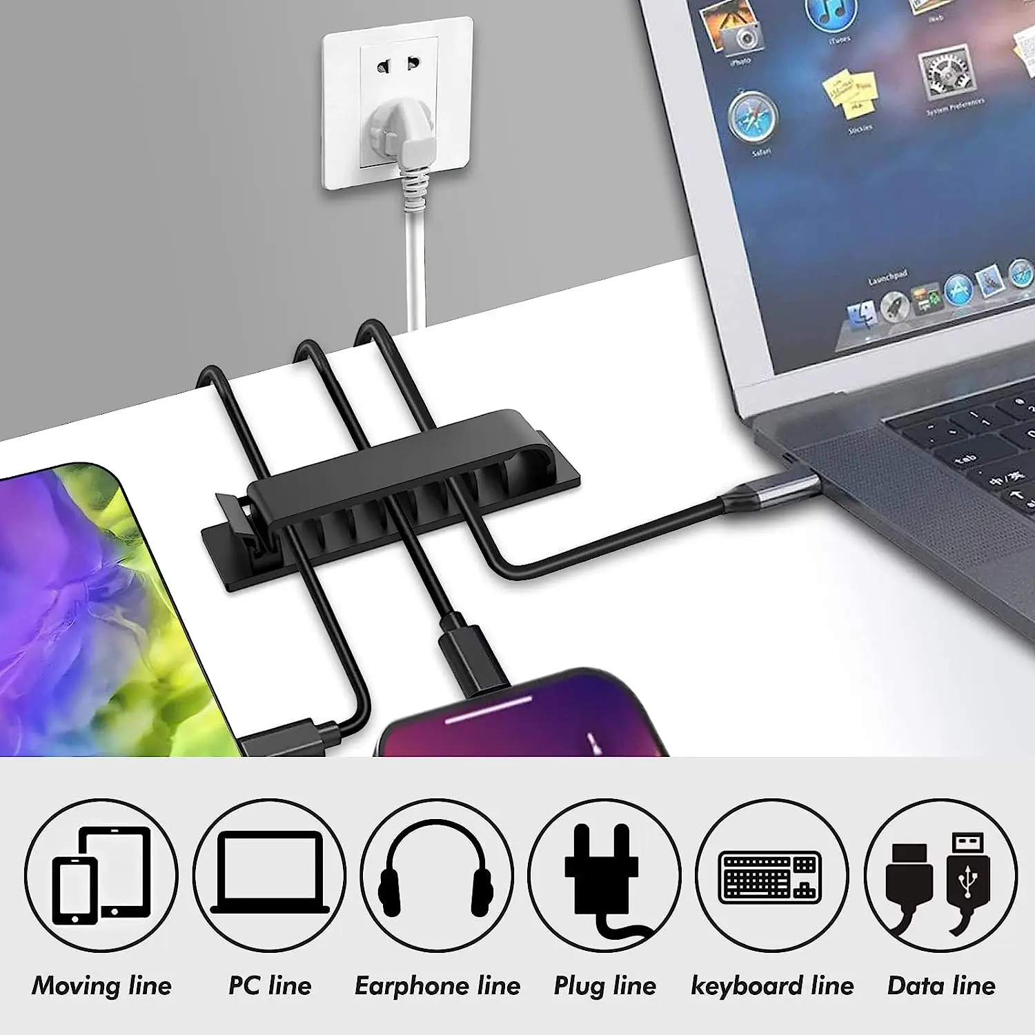 Cable Organizer Self Adhesive  - Desk Cable Clip ulasan dan harga